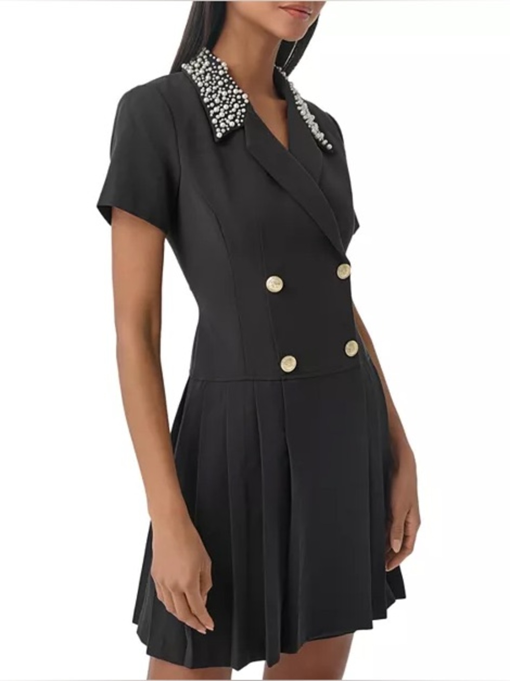 KARL LAGERFELD PARIS Collared Pleated Blazer Dress